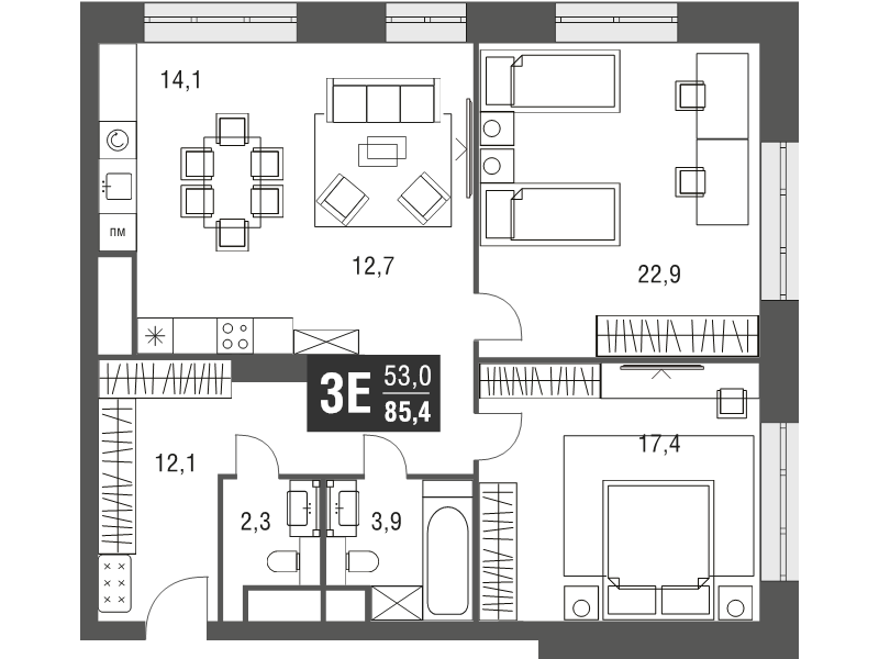 Продажа 2-комн квартиры в новостройке Москва г., Серебрякова проезд,  к. 1
