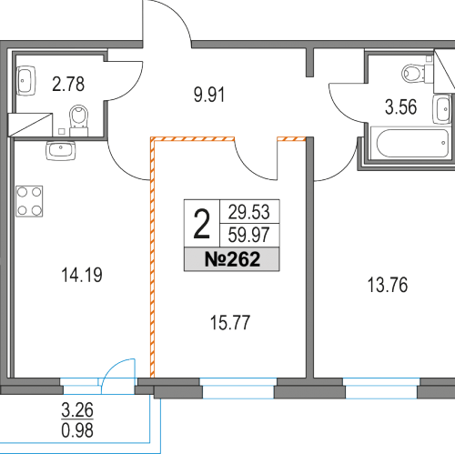 2-комн квартира Россия, пр. Коломяжский / пр. Богатырский