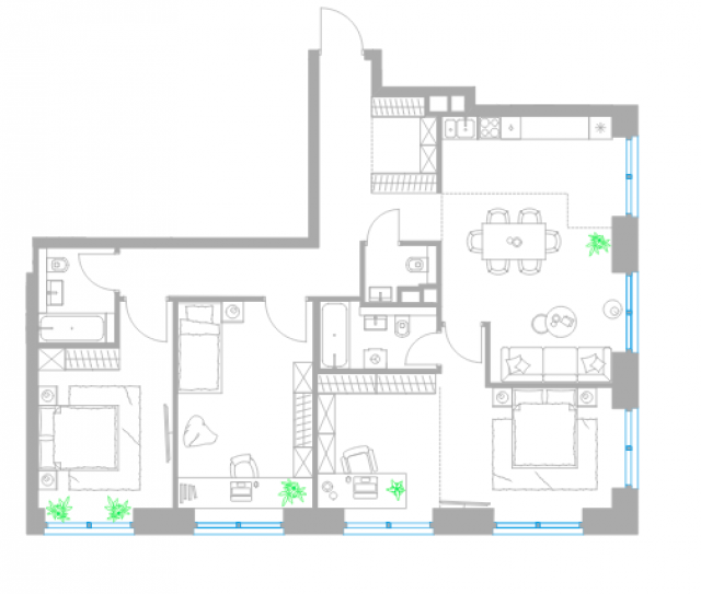 Планировка ЖК Level Причальный,  м2