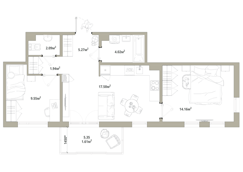 Продажа 2-комн квартиры в новостройке Новоселье п., Центральная ул.,  к. 3.2-3