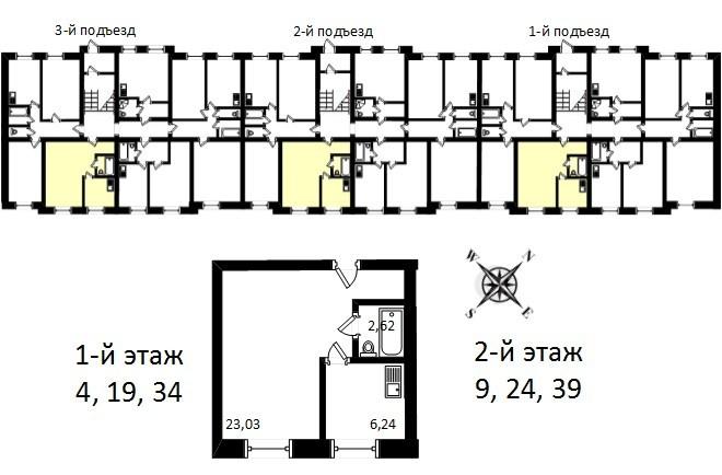 Продажа 1-комн квартиры в новостройке Рощино пгт, Тракторная ул,  д. 15,  к. 2