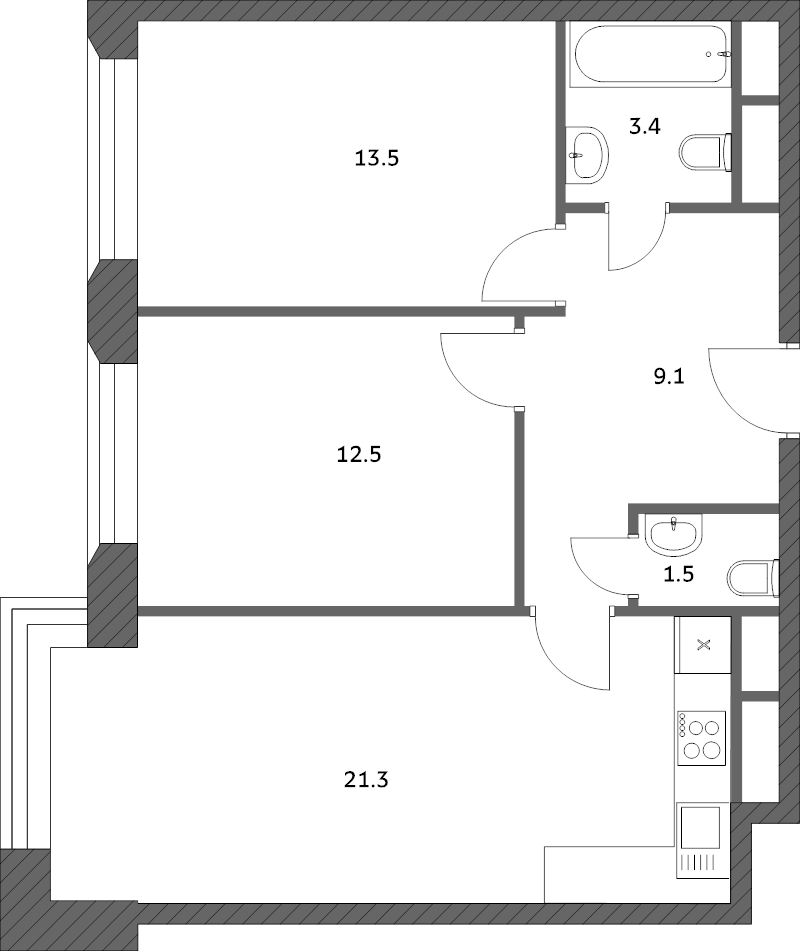 Продажа 2-комн квартиры в новостройке Рассказовка д., Анны Ахматовой ул.,  к. 2.1