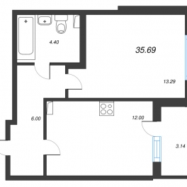Продажа 1-комн квартиры в новостройке Стрельна п., Будённого пр-кт, к. 2.2 Продажа 1-комн квартиры в новостройке Стрельна п., Будённого пр-кт, к. 2.2