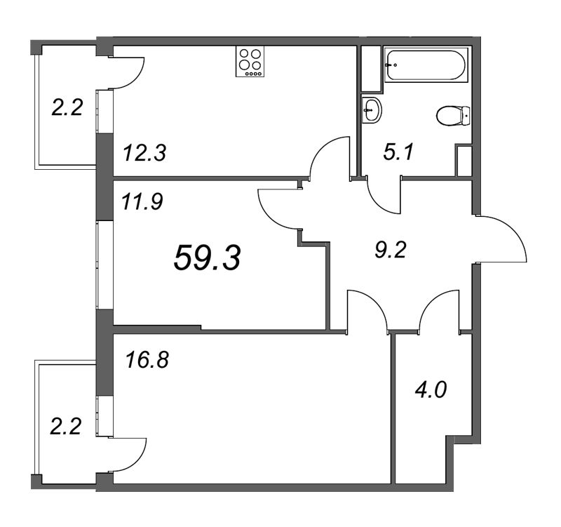 Продажа 2-комн квартиры в новостройке Пушкин г., Саперная ул.,  к. 12