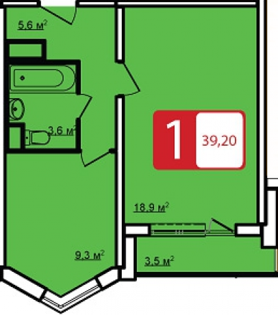 Планировка ЖК Эко Видное, 18.9 м2