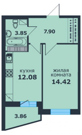 Планировка ЖК Ленинский парк, 14.42 м2