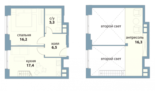 Планировка ЖК Событие, 16.2 м2