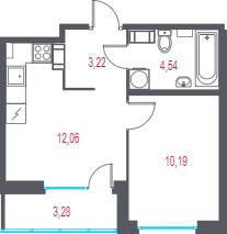 Продажа 1-комн квартиры в новостройке Пушкин г., 1-я линия, территория Лесное,  к. 1.2