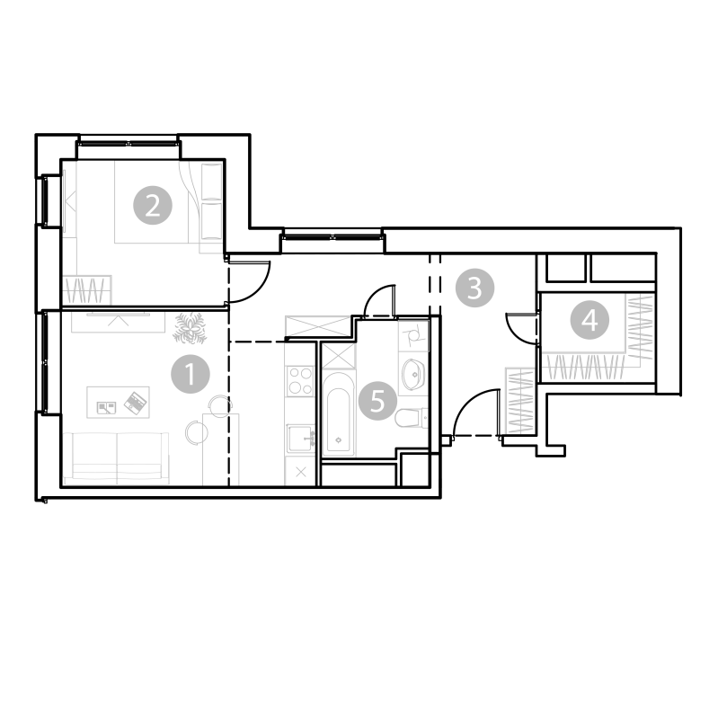 Продажа 1-комн квартиры в новостройке Москва г., Потешная ул.,  к. 1