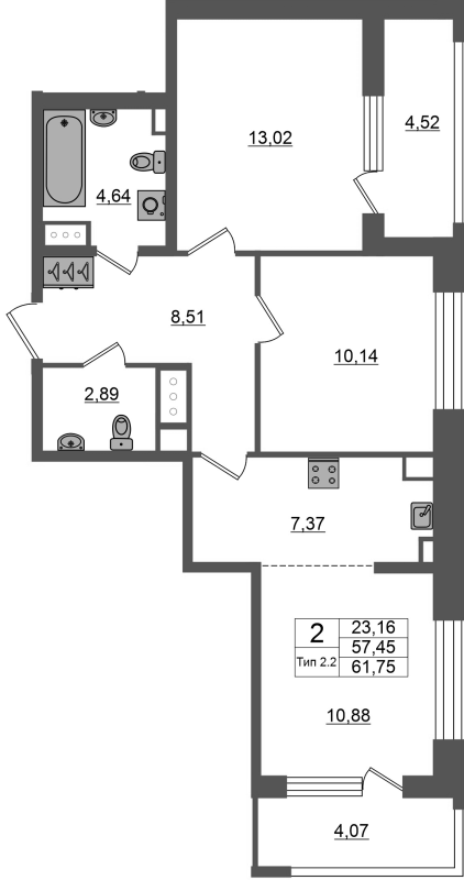 Продажа 2-комн квартиры в новостройке Санкт-Петербург г., Октябрьская наб.,  к. 1.1