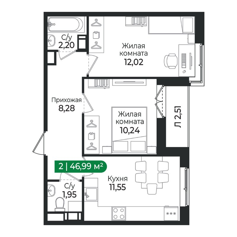 Продажа 2-комн квартиры в новостройке Сертолово г., Дмитрия Кожемякина ул.,  к. 4