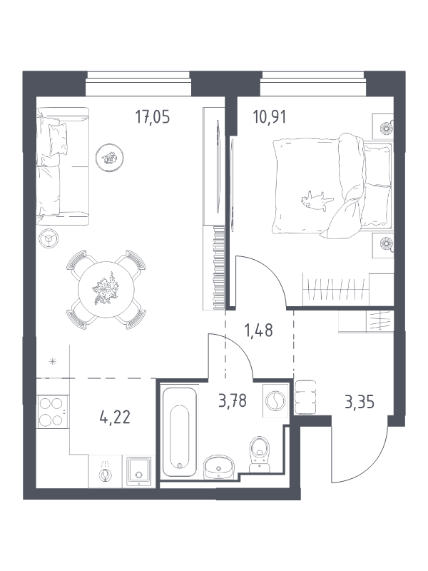 Продажа 1-комн квартиры в новостройке Богданиха д., Красная Слобода ул.,  к. 7.3