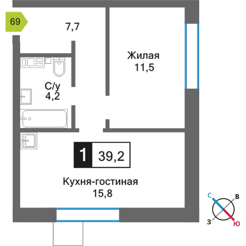 1-комн квартира Светлые Горы п., Пятницкое ш.,  к. 6