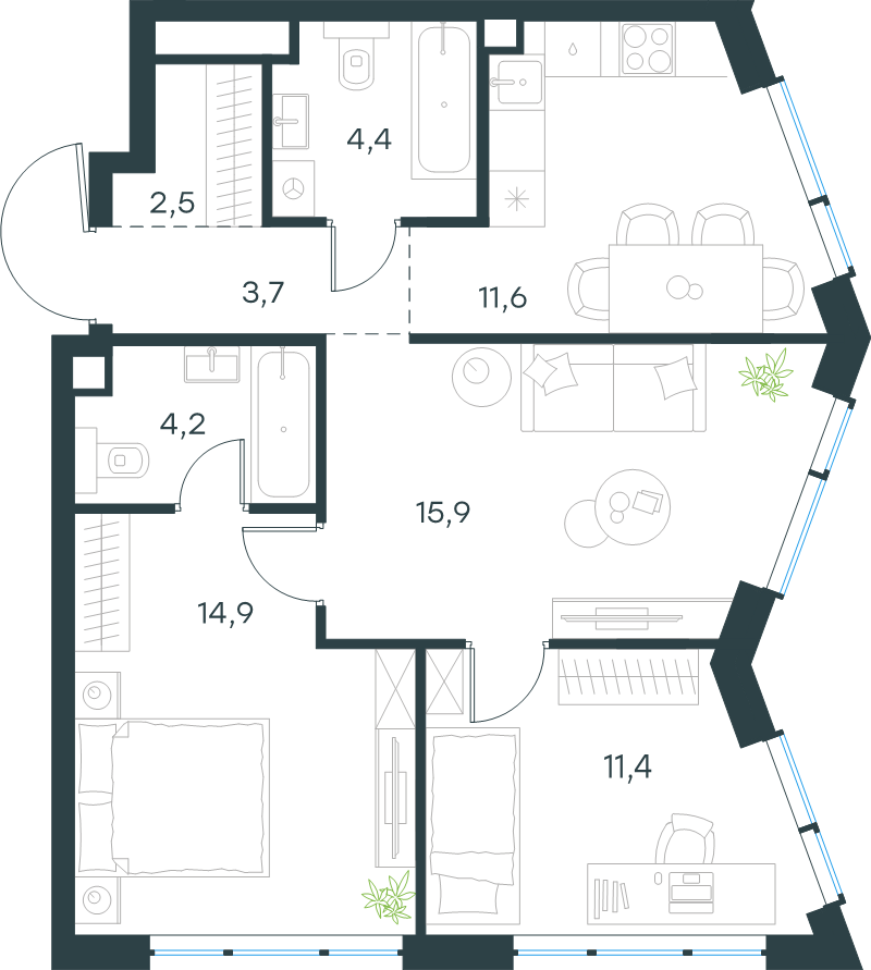 Продажа 3-комн квартиры в новостройке Москва г., Озерная ул.,  к. 10