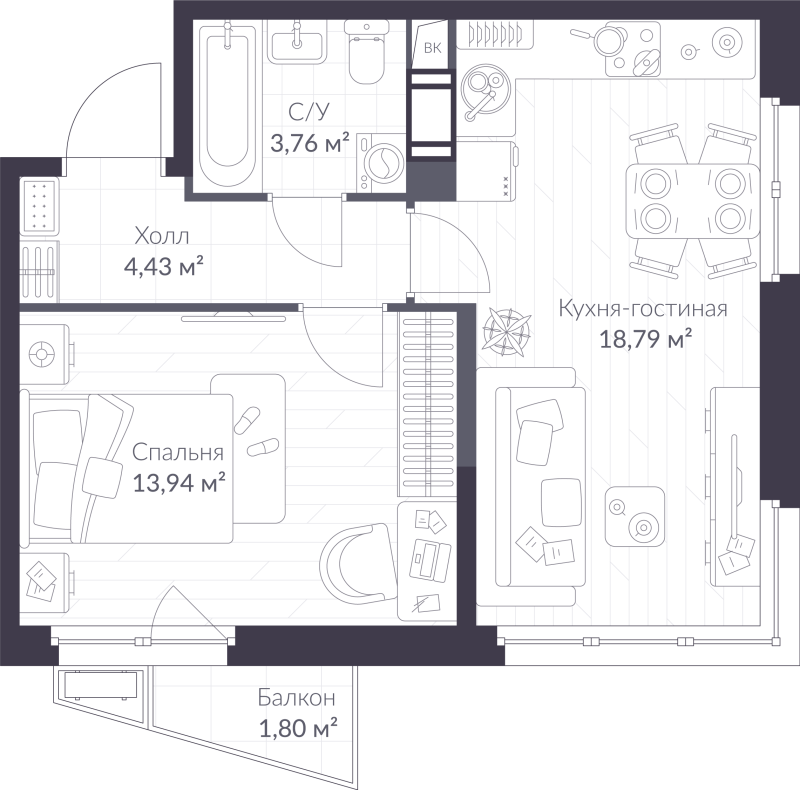 Продажа 1-комн квартиры в новостройке Сертолово г., Дмитрия Кожемякина ул.,  к. 6