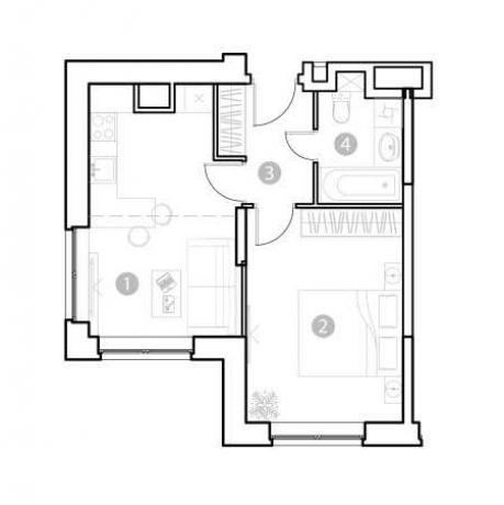 Планировка ЖК EVOPARK Сокольники, 14.82 м2