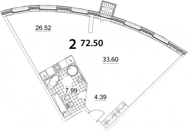 Планировка ЖК Нахимов, 33.6 м2