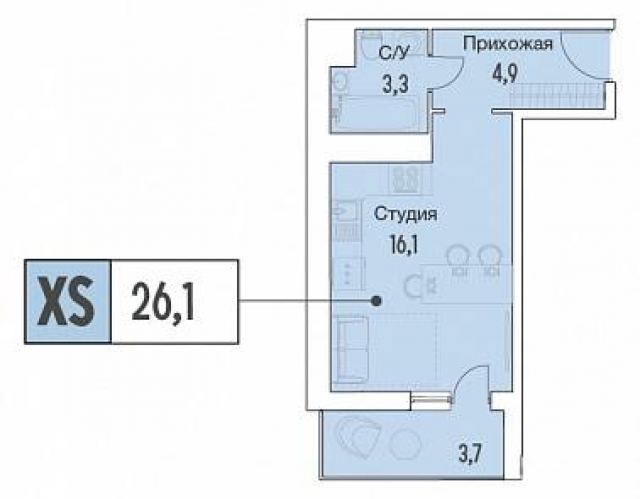 Планировка ЖК Аквилон Park, 16.1 м2