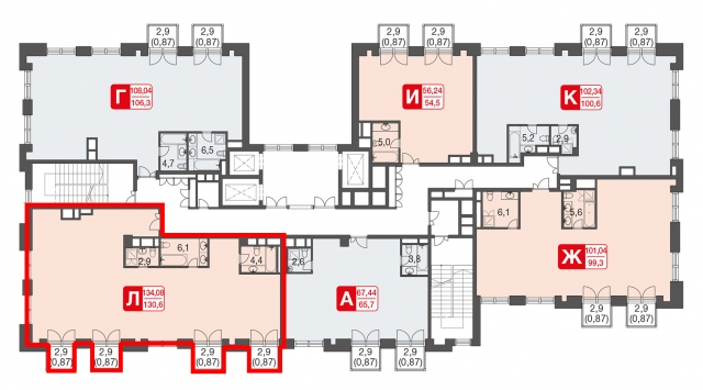Планировка ЖК Счастье в Замоскворечье,  м2