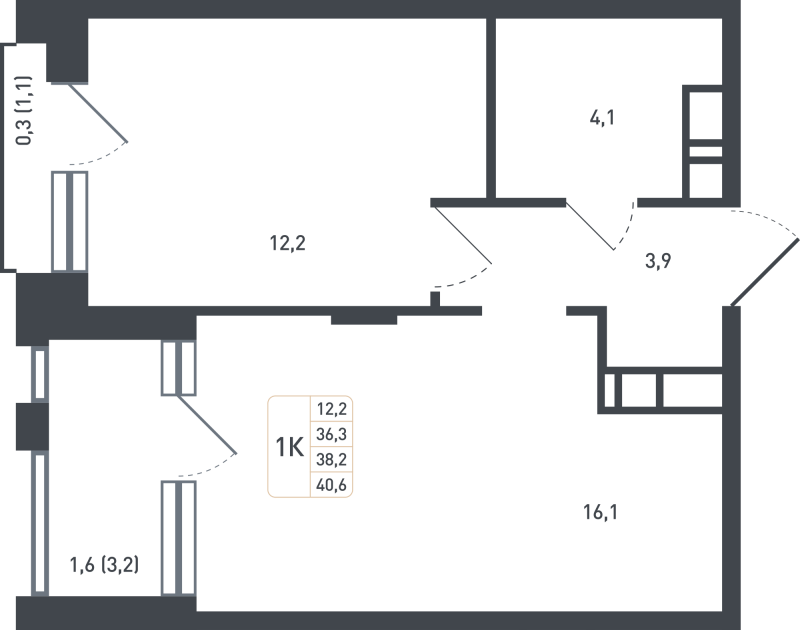 Продажа 1-комн квартиры в новостройке Борисовка д., Полевая ул.,  к. 20