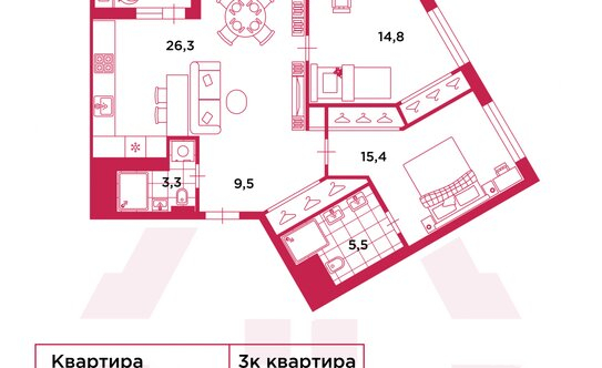 Продажа 3-комн квартиры на вторичном рынке наб Чёрной речки,  д. 5