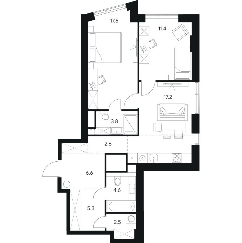Продажа 2-комн квартиры в новостройке Москва г., Ярцевская ул.,  к. 1