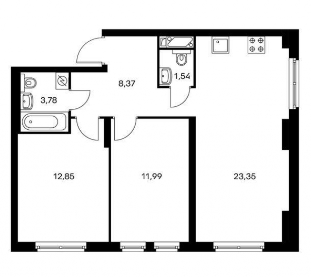 Планировка ЖК Измайловский 11, 24.84 м2