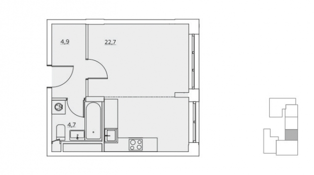 Планировка ЖК Скандинавия, 22.7 м2