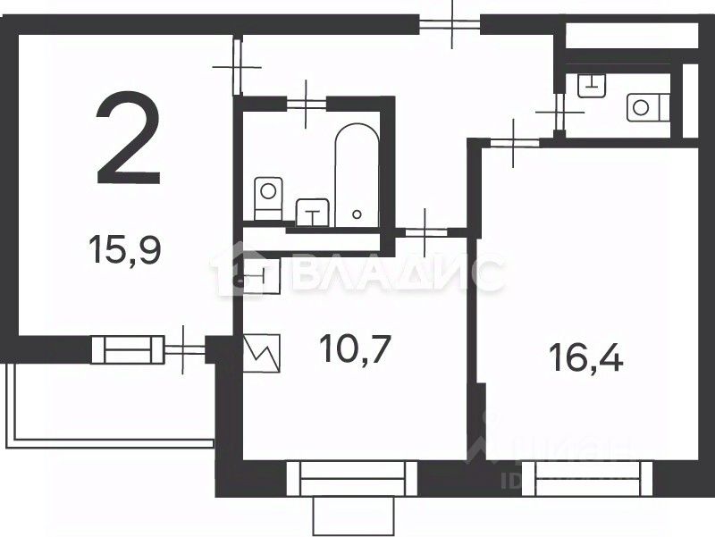 Продажа 2-комн квартиры на вторичном рынке улица Кедрова, 16К3
