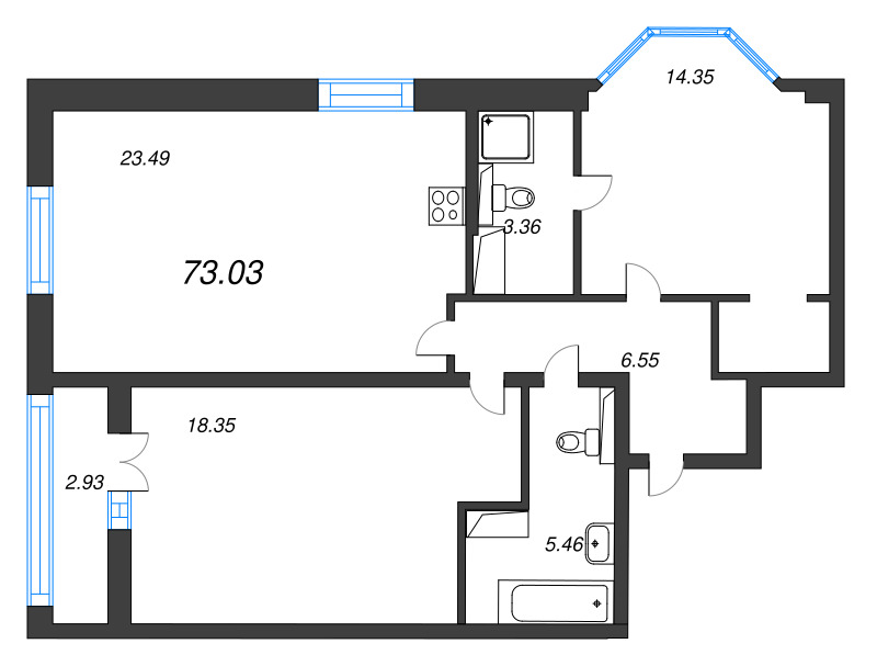 Продажа 2-комн квартиры в новостройке Санкт-Петербург г., Октябрьская наб.,  к. 5