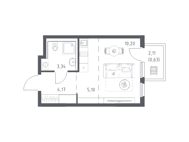 Продажа студии Мисайлово д., Молодежный б-р,  к. 19