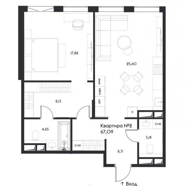 Планировка ЖК Eleven, 17.8 м2