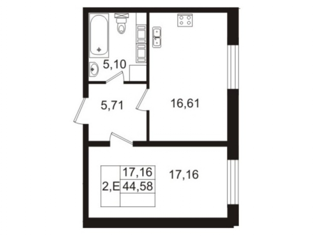 Планировка ЖК РИО, 17.16 м2