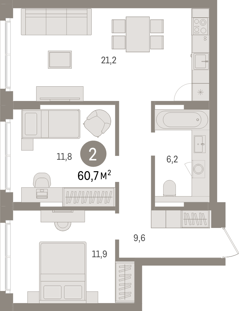 Продажа 2-комн квартиры в новостройке Новоселье п., Петропавловская ул.,  к. 2