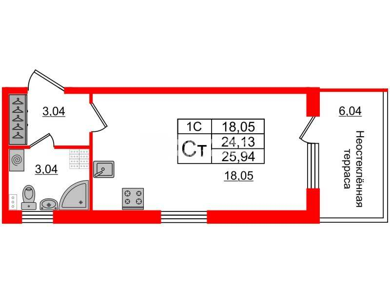 Продажа студии Пулковское шоссе, д 99 к 4 стр 1