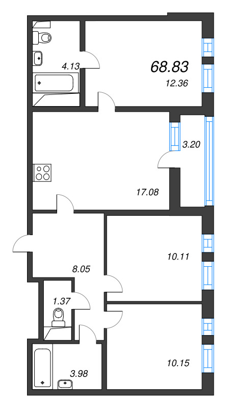 Продажа 3-комн квартиры в новостройке Шушары п., Школьная ул.,  к. 7