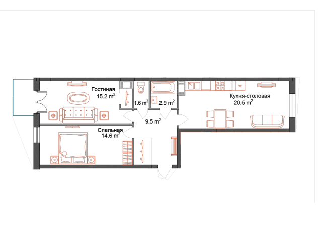 Планировка ЖК СемьА, 21.8 м2
