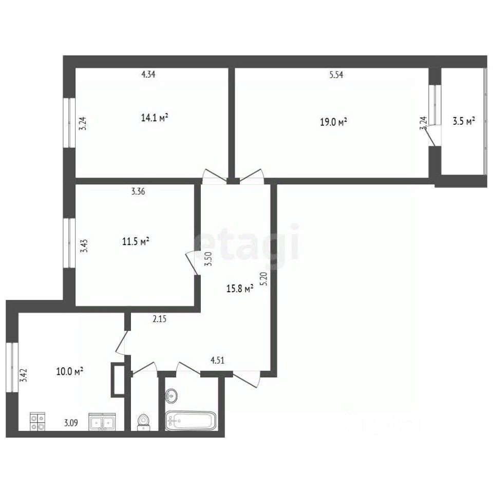 Продажа 3-комн квартиры на вторичном рынке Новомарьинская улица, 18