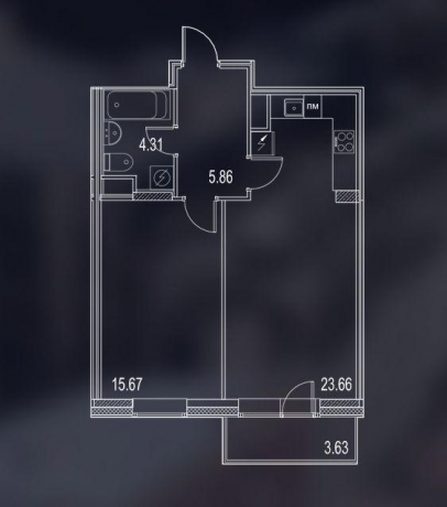 Планировка ЖК YES Residence, 15.67 м2