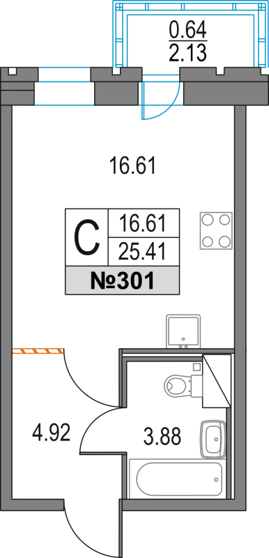 Продажа студии Санкт-Петербург г., Коломяжский пр-кт,  к. 41