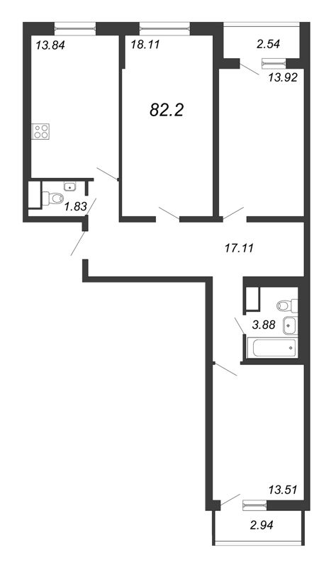 Продажа 3-комн квартиры в новостройке Санкт-Петербург г., Коломяжский пр-кт,  к. 31