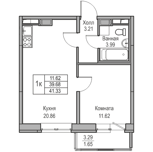 1-комн квартира Санкт-Петербург г., Юнтоловский пр-кт,  к. 9