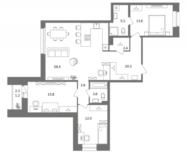 Планировка ЖК Антверпен, 31.4 м2