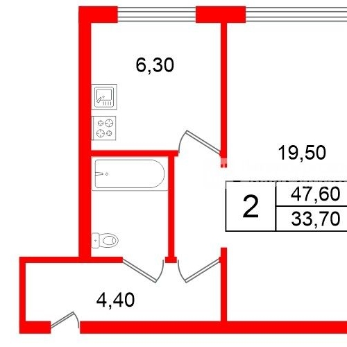 2-комн квартира пос. Кобринское, улица Центральная, 12