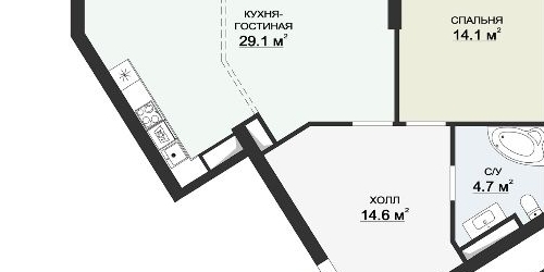 1-комн квартира бульвар Генерала Карбышева, 15