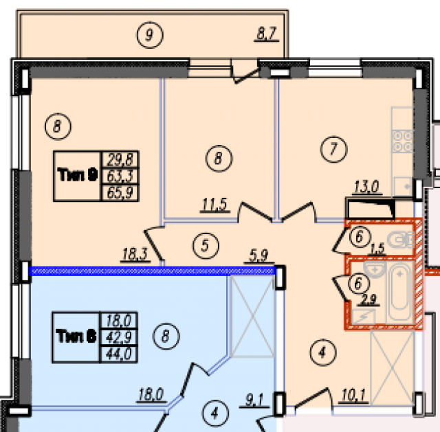 Планировка ЖК Мелодия леса, 29.8 м2