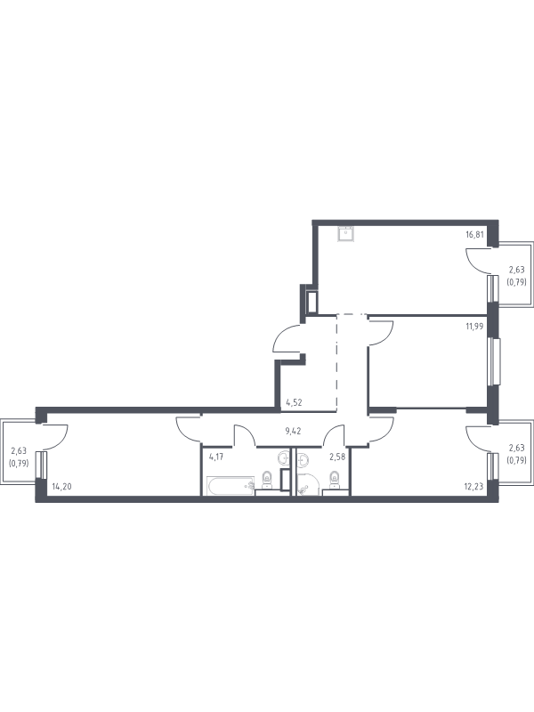 Продажа 3-комн квартиры в новостройке Мурино п., Ручьёвский пр-кт,  к. 1.3