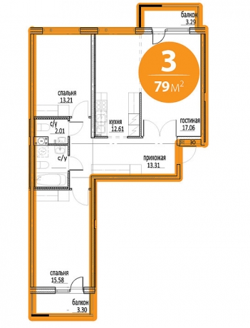 Планировка ЖК Rantala, 45.85 м2