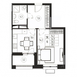 Продажа 1-комн квартиры в новостройке Пушкино, ул Тургенева,  д. 15