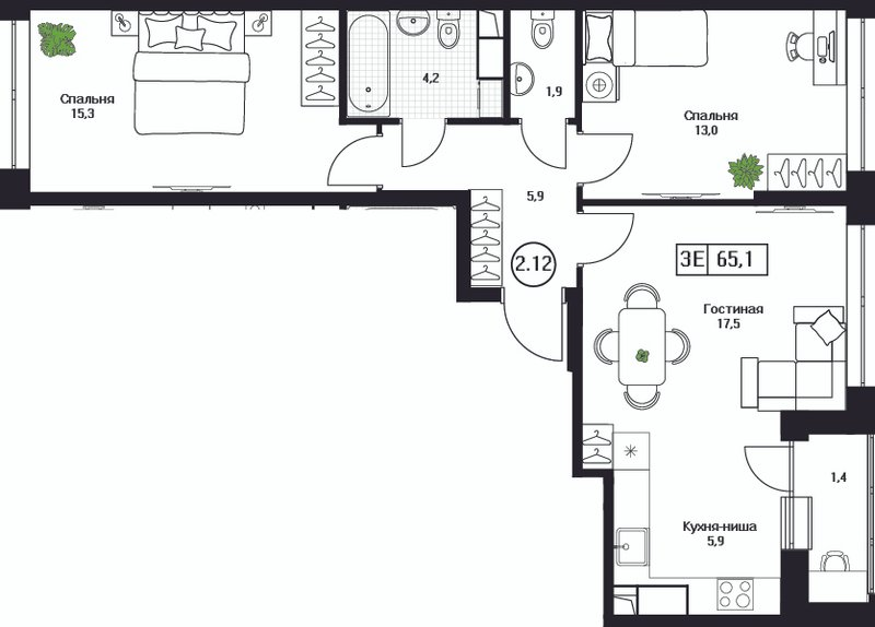 Продажа 2-комн квартиры в новостройке Пушкино г., Нижняя ул.,  к. 3